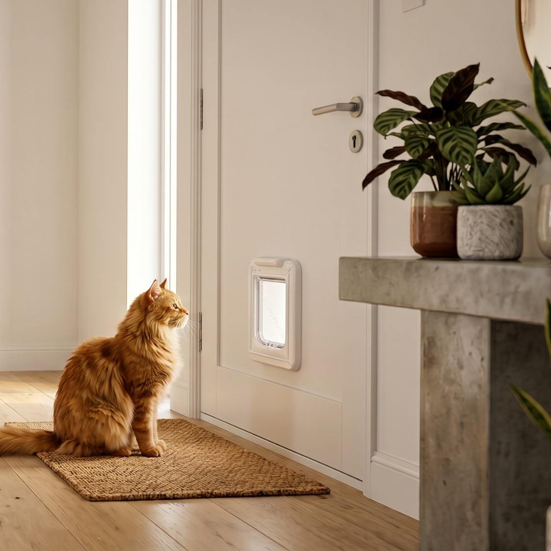 Elite Microchip Cat Flap with Timer Control White 355W