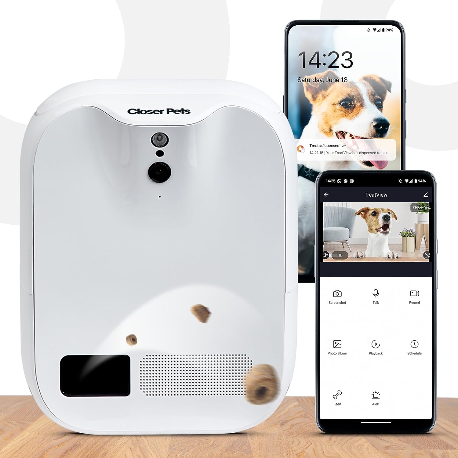 Closer Pets TreatView Pet Camera with Treat Dispenser (iOS/Android Compatible)