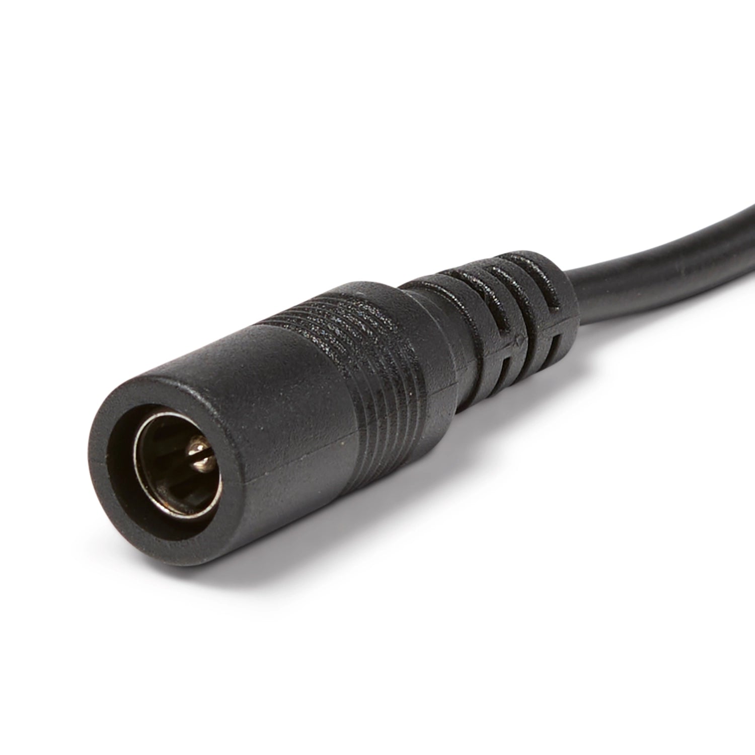 A close up photo of a black electrical connector on a white background
