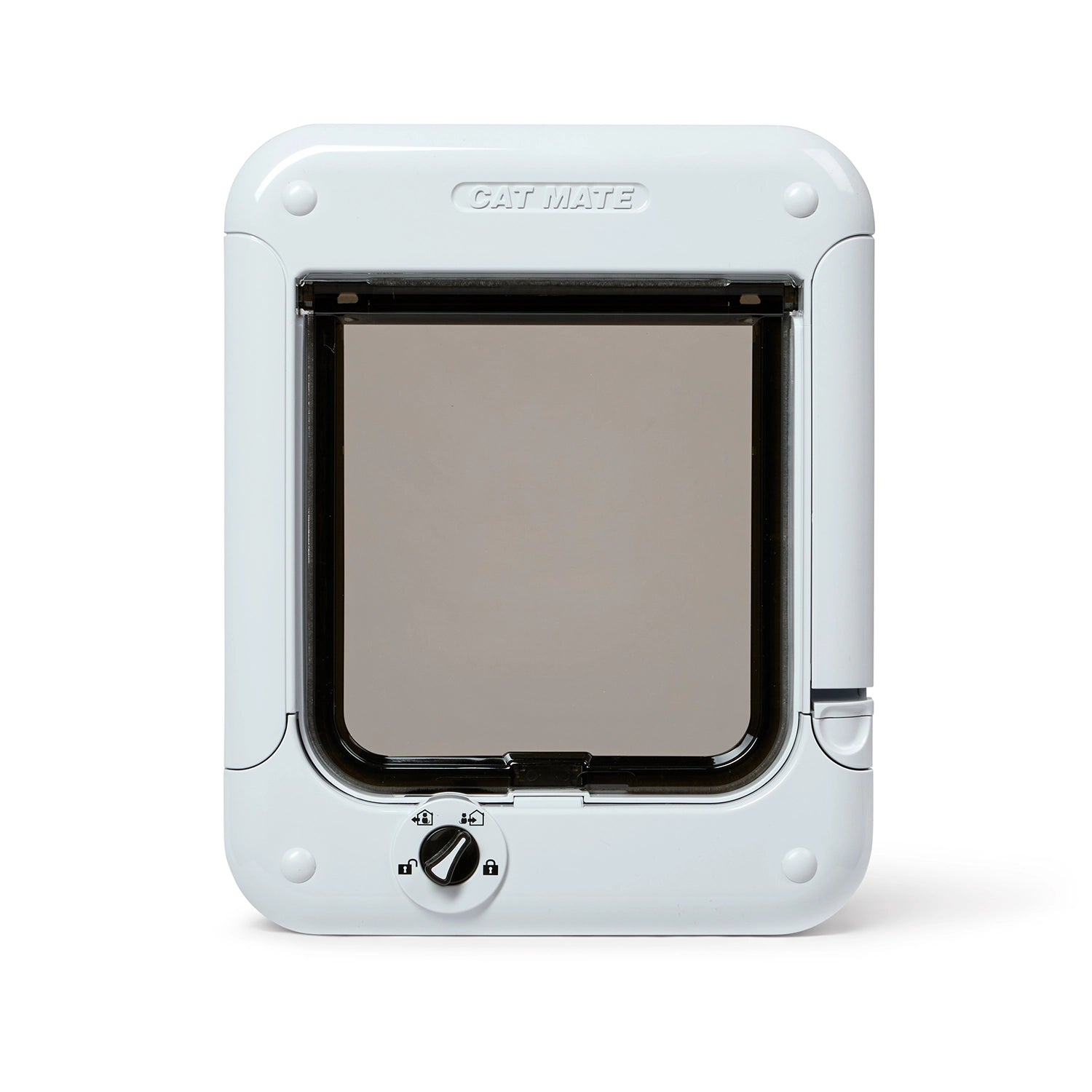 Cat Mate  white pet door with a manual lock on a white background