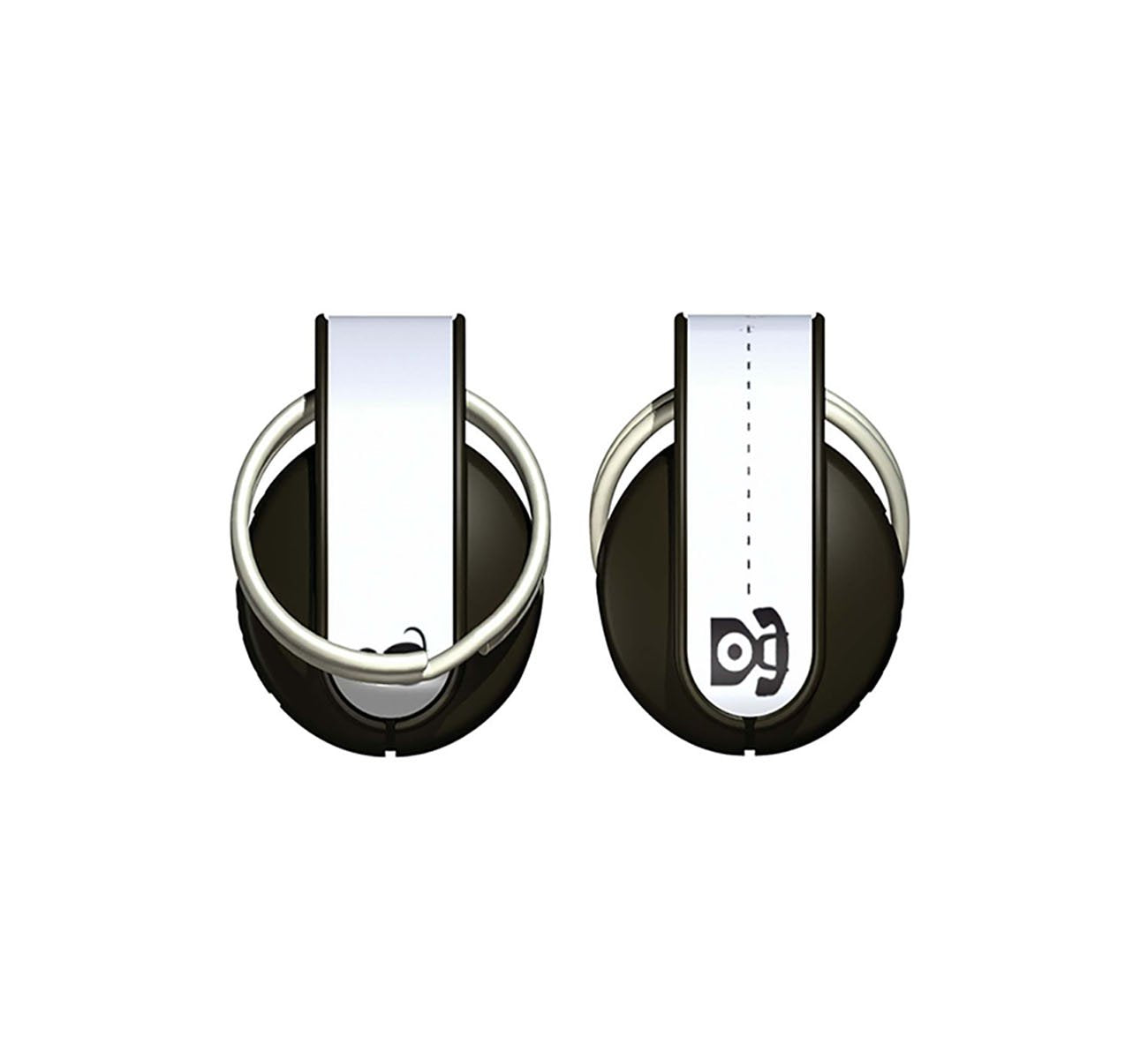 A pair of collar magnets showing the attachment ring for the collar and the space to write the owner's details. on a white background.