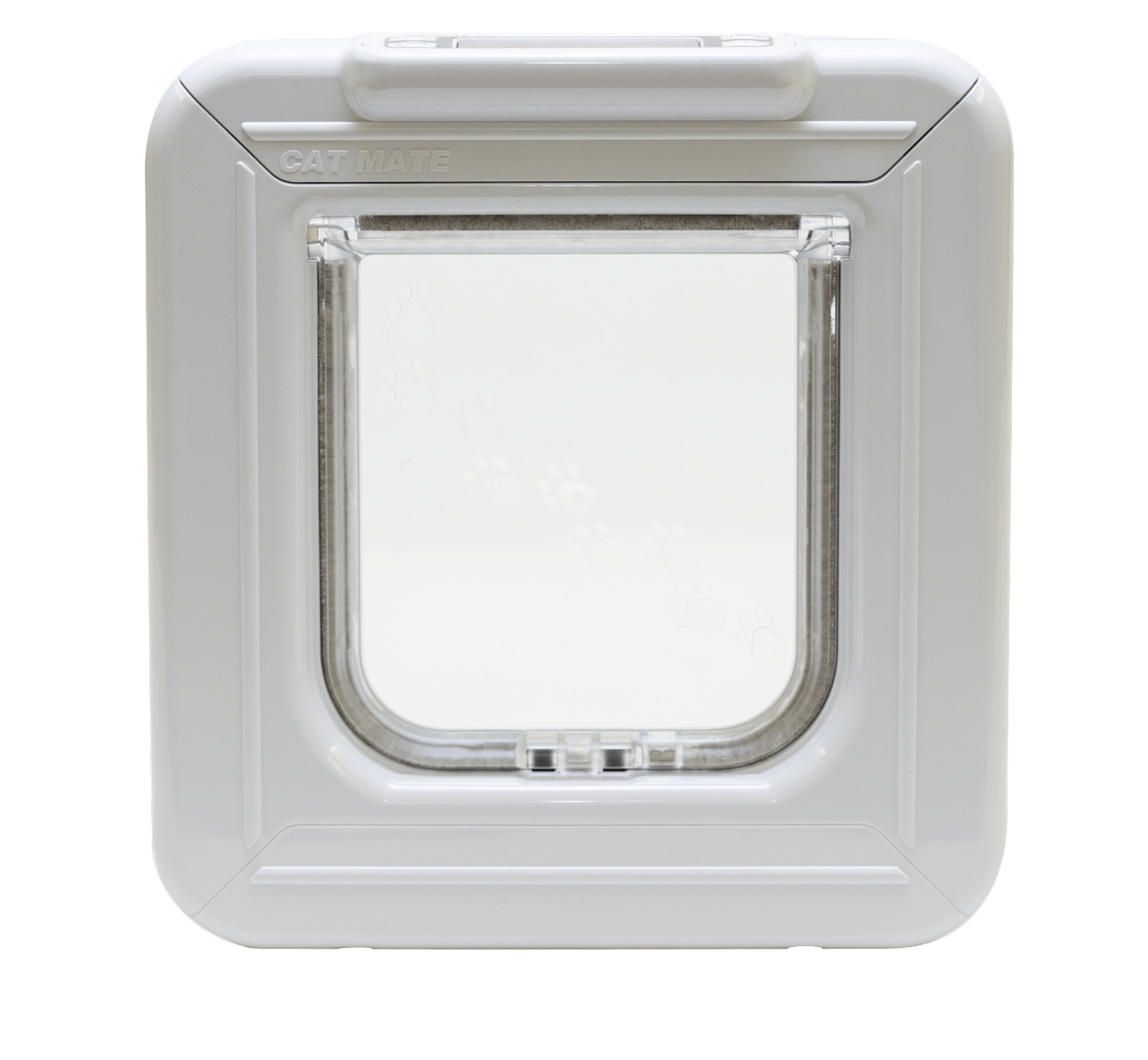 Cat Mate Elite I.D. Disc Cat Door with Timer Control LCD Display 4 Way Locking Options Durable Polymer Construction White
