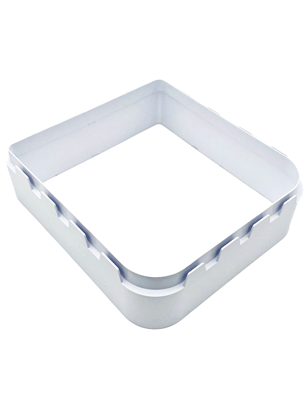 Pet flap wall liner in white lying flat on a clear background.