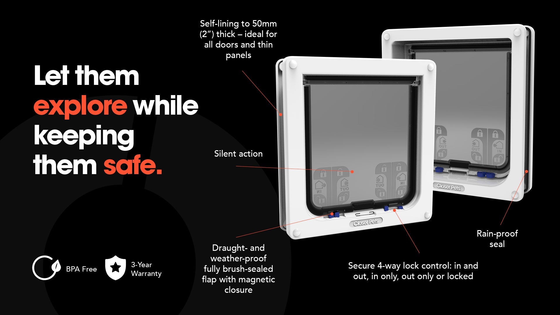 Closer Pets Large Cat Flap White (CP221)