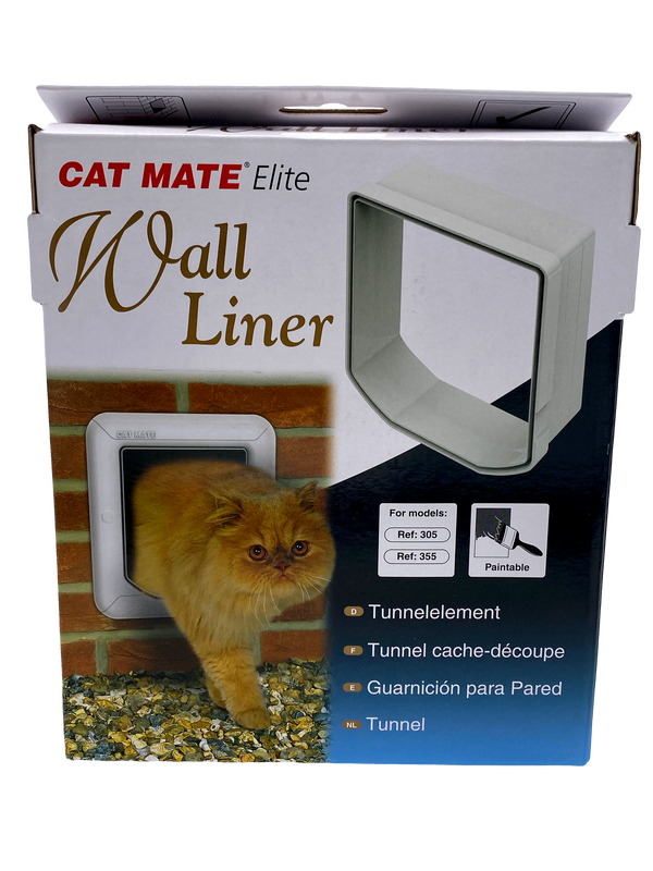 An image of the cat flap wall liner on a packaging box, on a clear background.