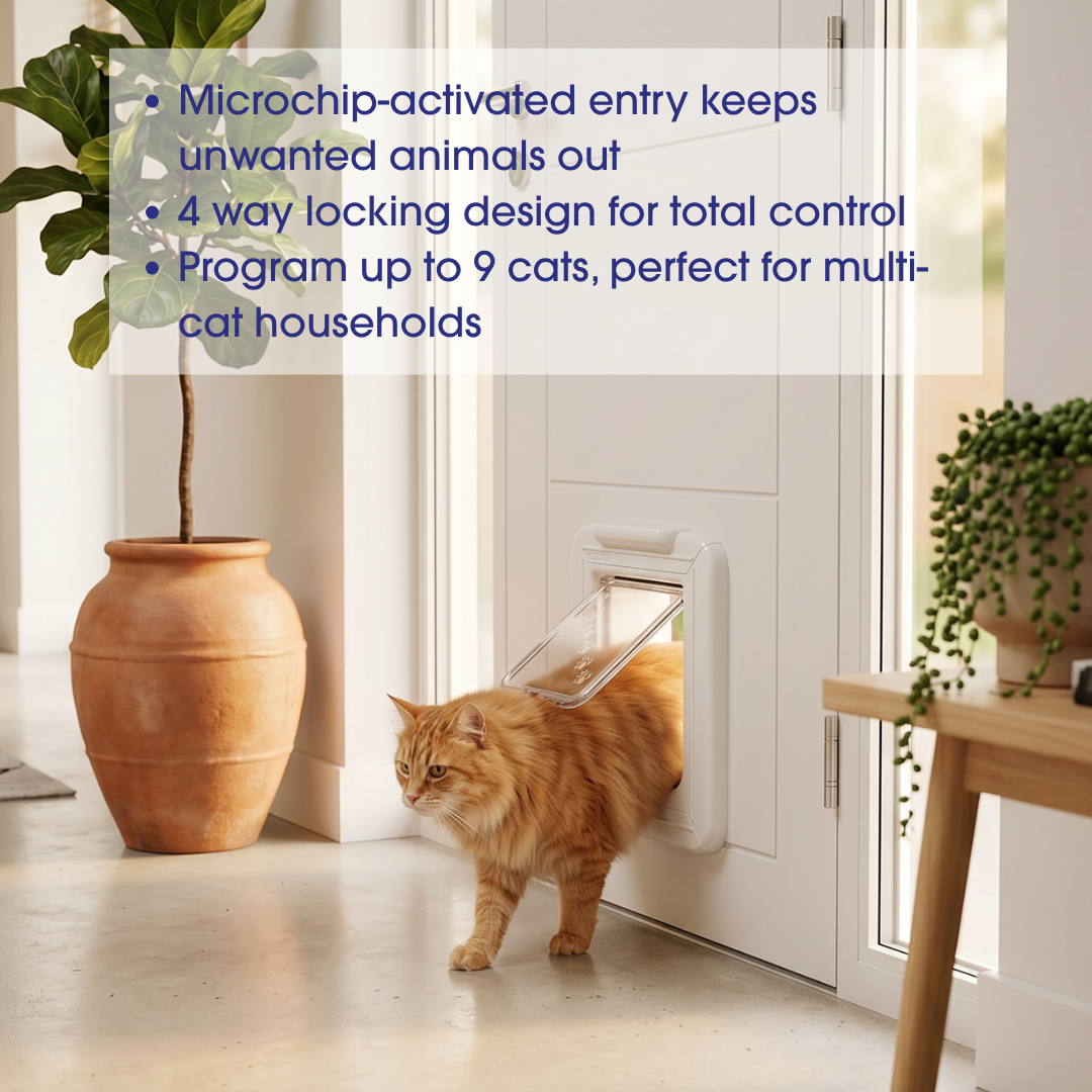 Elite Microchip Cat Flap with Timer Control White 355W