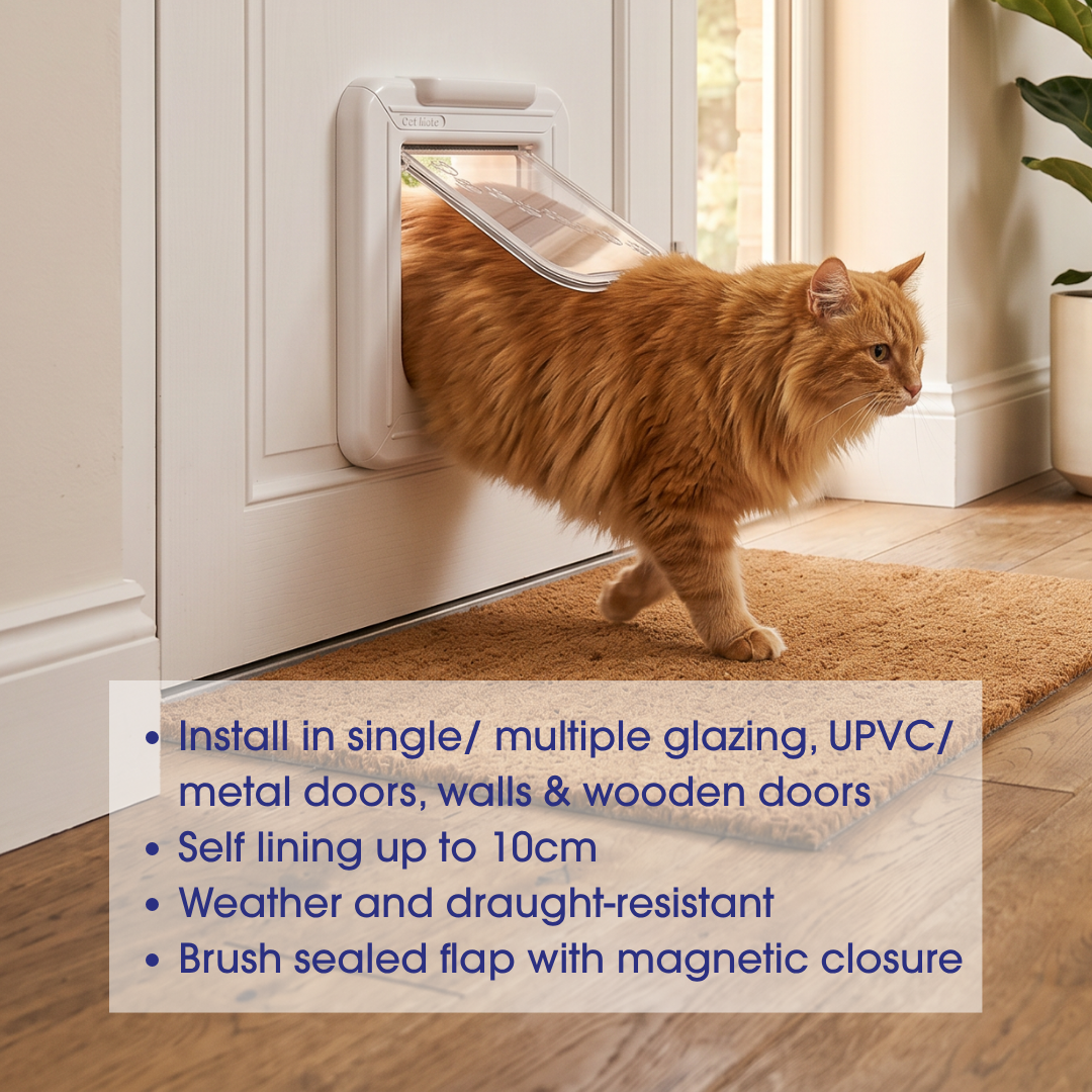Elite Microchip Cat Flap with Timer Control White 355W