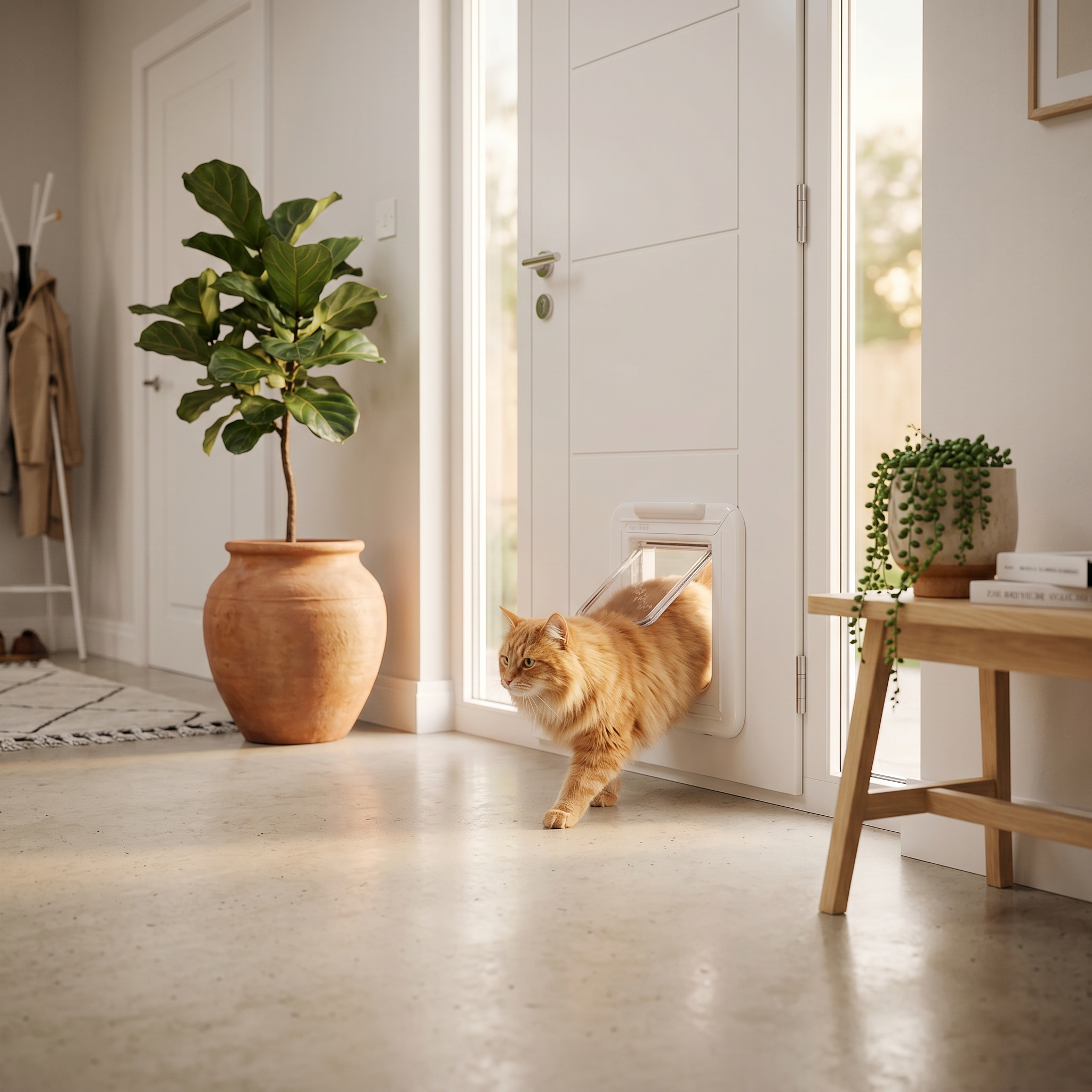 Elite Microchip Cat Flap with Timer Control White 355W