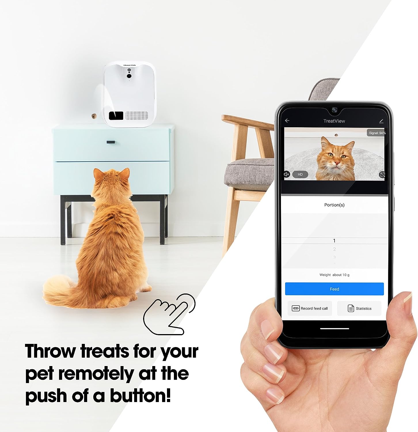 Closer Pets TreatView Pet Camera with Treat Dispenser (iOS/Android Compatible)