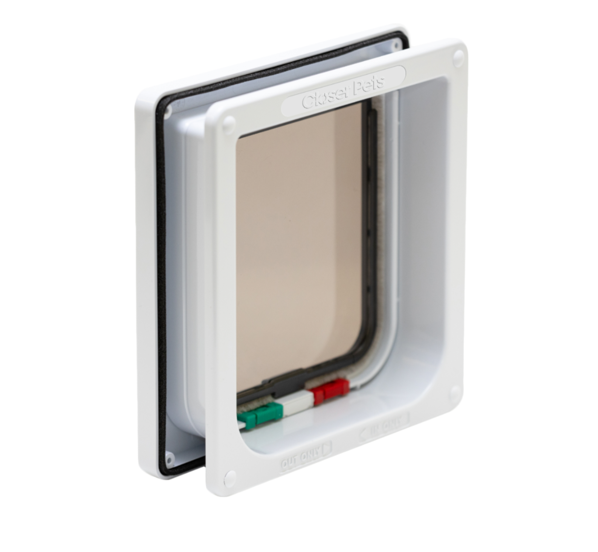 4-Way-Locking Cat Flap with Door Liner to 50mm (2 inches) – White (CP235W)