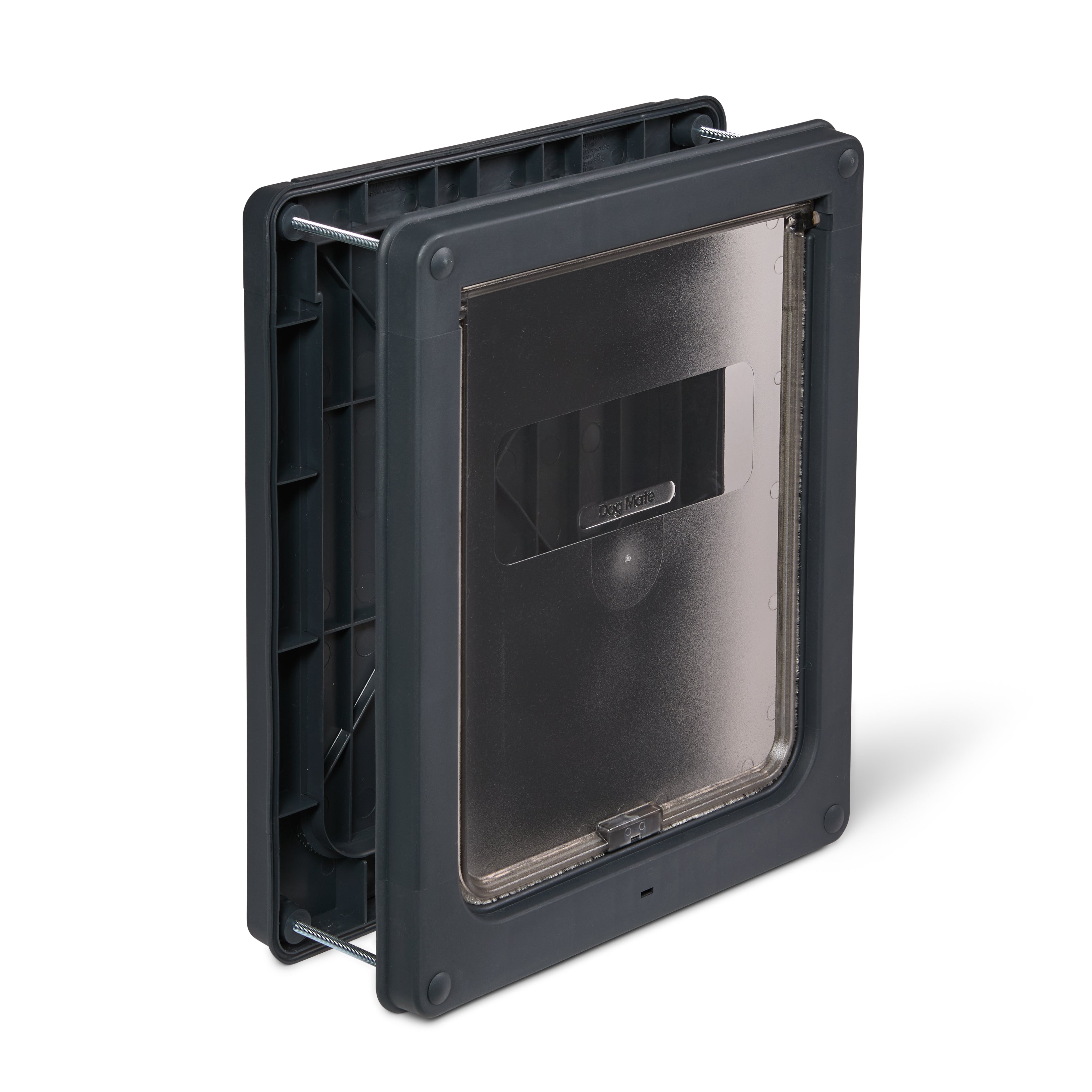 The translucent door has a magnetic closure which is weather-proof, draught-proof brush-sealed, on a white background 