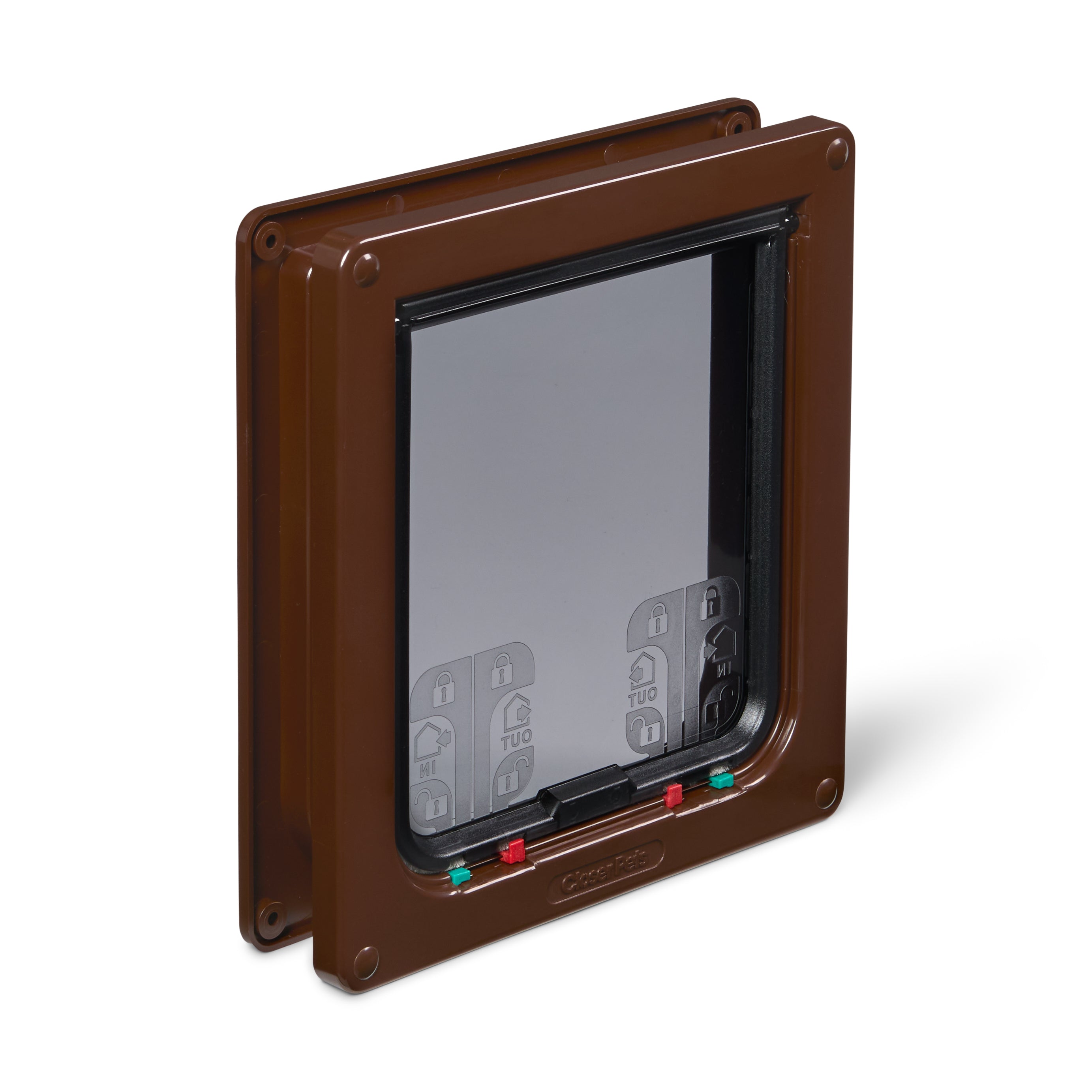 Cat Mate Large 4-Way Cat Door for Large Cats and Small Dogs with Magnetic Catch and Durable, Rigid Flap - Brown