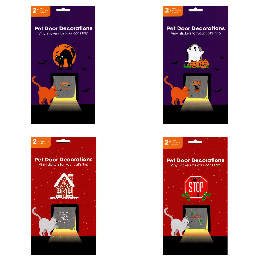 Pet Door Décor Vinyl Stickers - Halloween & Christmas Designs