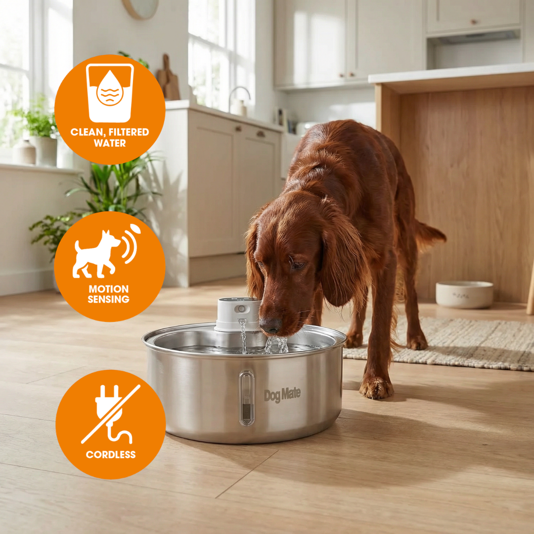 *Pre-Order, Shipping From Beginning of March* Dog Mate 8 Liter Stainless Steel Cordless Pet Water Fountain