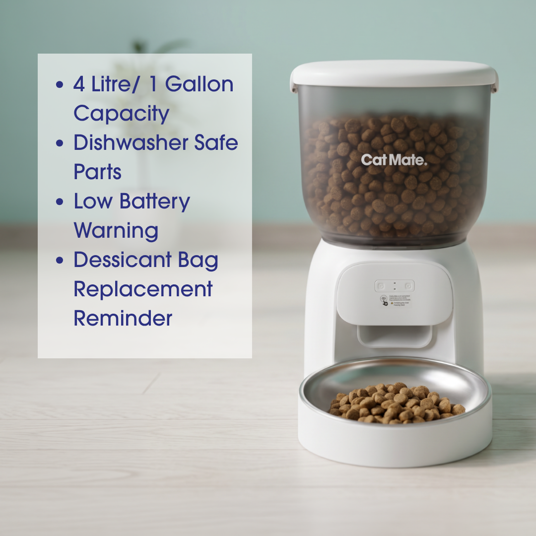 Cat Mate WiFi Automatic Pet Feeder – 4L Dry Food Dispenser for Cats & Small Dogs