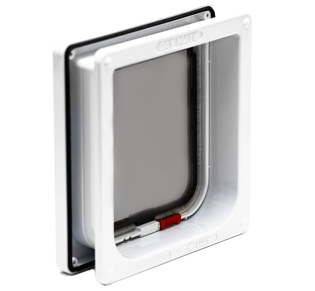 Lockable Cat Flap with Door Liner to 50mm (2 inches) – White (234W)