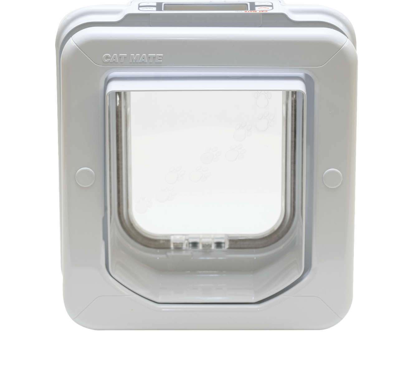 Cat Mate Elite I.D. Disc Cat Door with Timer Control LCD Display 4 Way Locking Options Durable Polymer Construction White