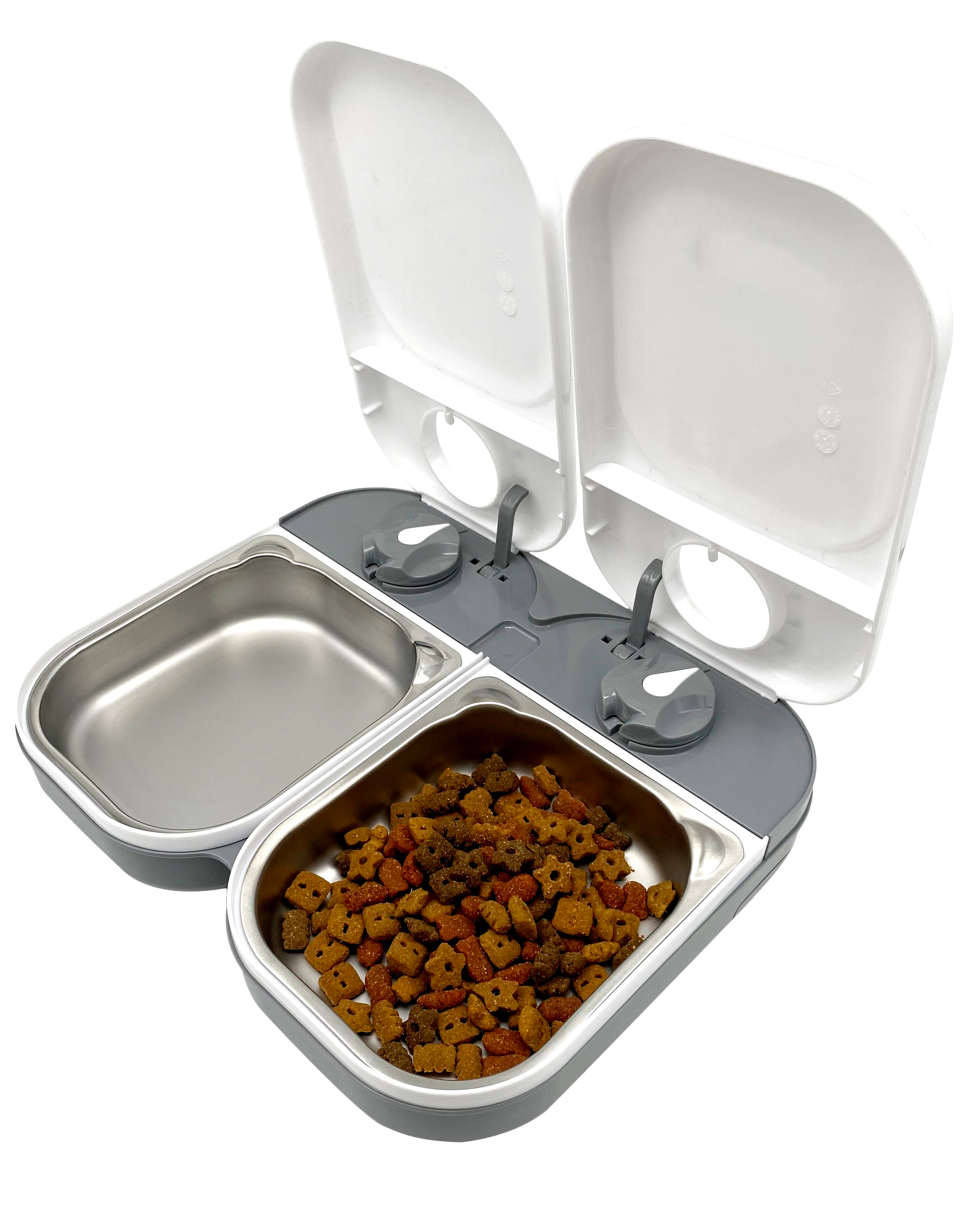 Two-Meal Automatic Pet Feeder with Stainless Steel Bowl Inserts (C200)