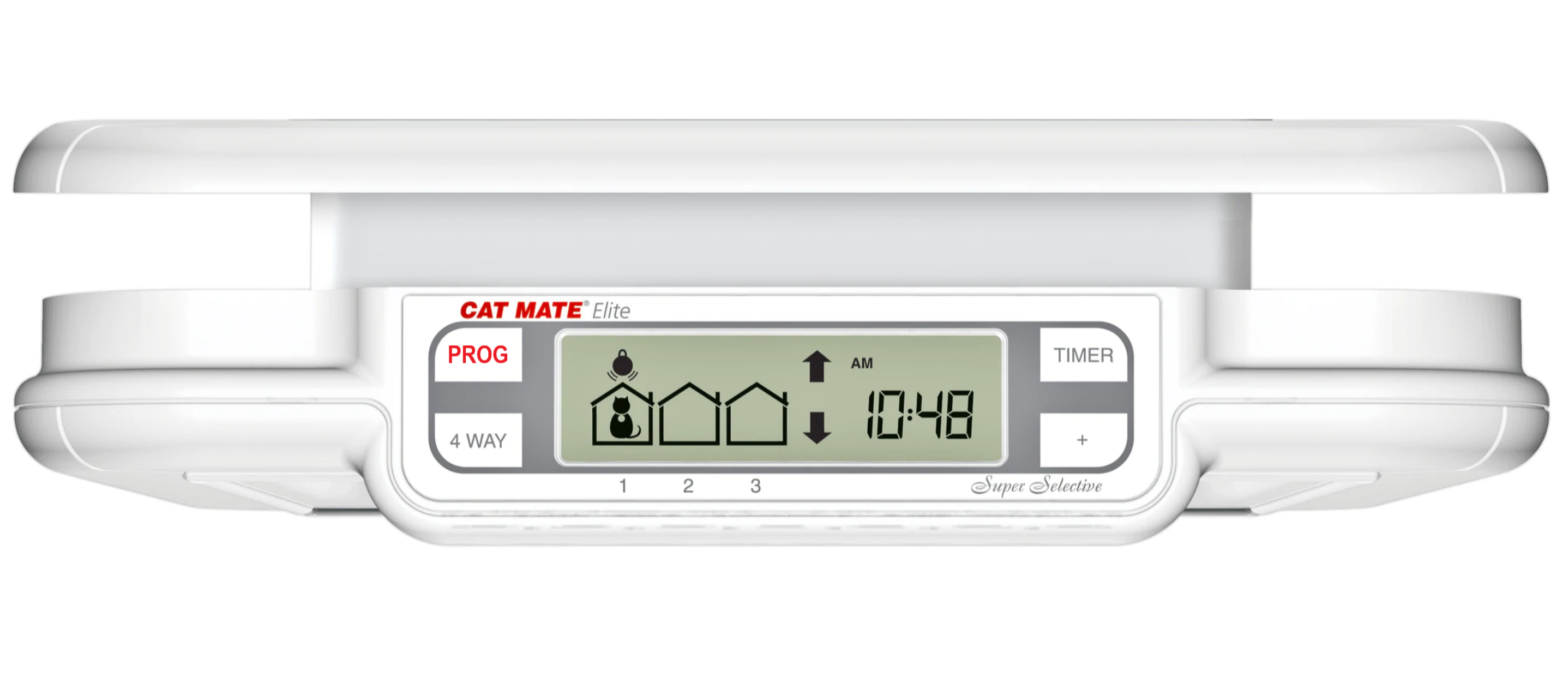 Cat Mate Elite I.D. Disc Cat Door with Timer Control, LCD Display, 4-Way Locking Options, Durable Polymer Construction -White